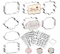 Ibenzoa® : Ensemble de moules à biscuits en forme de lettres, comprenant : 8 emporte-pièces en acier inoxydable, 5 tampons en silicone transparent, une plaque de support en acrylique, des lettres maju