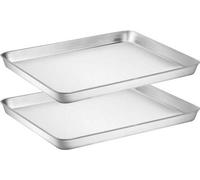 Ibenzoa® Ensemble de plaques de cuisson en acier inoxydable – 2 plaques rectangulaires en acier inoxydable de 40 x 30 x 2,5 cm, adaptées au lave-vaisselle, pour une répartition uniforme de la chaleur