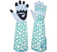 Ibenzoa® : Gants de jardin antidérapants et résistants aux épines – Manches longues, paumes renforcées, cuir de porc et toile respirante, compatibles écran tactile, poignet réglable. Tailles : M (10,2