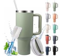 Ibenzoa® : Gobelet en verre à double paroi – 1180 ml, Ø100/90×300/230 mm (extérieur/intérieur), avec paille en bambou naturel et poignée ergonomique, compatible lave-vaisselle
