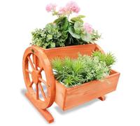 Ibenzoa® : Jardinière en bois sur roulettes, avec 2 bacs de plantation séparés – 44 x 42 x 40 cm, bacs intérieurs de 39 x 17,5 x 13 cm, en bois naturel, idéale pour balcon et jardin