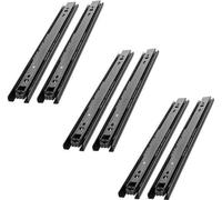 Ibenzoa® : Jeu de 6 glissières de tiroir à extension complète (3 paires) – Roulements à billes, capacité de charge de 45 kg, 40,6 cm, métal galvanisé, couleur noire