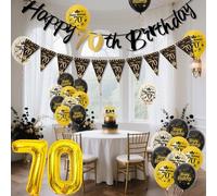 Ibenzoa® : kit complet de décoration pour un 70e anniversaire, dans un élégant mélange de noir et d'or