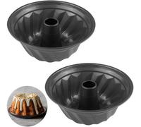 Ibenzoa® - Lot de 2 moules à génoise (kugelhopf) – Moules ronds pour gâteaux en forme de coupe, en acier au carbone épais, Ø 24 cm × H 9,5 cm, double revêtement antiadhésif intérieur/extérieur