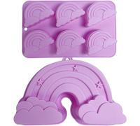 Ibenzoa® Lot de 2 moules en silicone arc-en-ciel, rose – adaptés au contact alimentaire et sans BPA, flexibles, antiadhésifs, de -40 à 230 °C, pour gâteaux, gelées, chocolats et savons