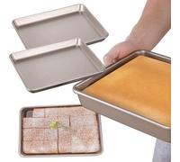 Ibenzoa® : Lot de 2 plaques de cuisson en acier au carbone, dimensions 27,5 x 22,5 x 2,5 cm – multifonctionnelles pour four et plaque de cuisson, double revêtement antiadhésif, surface résistante aux 