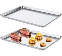 Ibenzoa® : Lot de 2 plaques de cuisson rectangulaires en acier inoxydable, dimensions 40 x 30 x 2,5 cm, avec un rebord de 2,5 cm, et compatibles avec le lave-vaisselle