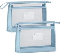 Ibenzoa® : Lot de 2 pochettes transparentes A4 en plastique résistant avec fermeture éclair, couleur bleue – Classeur pour documents A4, idéal pour le bureau, la maison et les voyages