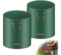 Ibenzoa® - Lot de 2 sacs autonomes pour déchets de jardin, 500 litres – pliables, en tissu de polypropylène de 150 g/m², hauteur/diamètre : 87 cm, avec poignées de transport et anneau de renforcement
