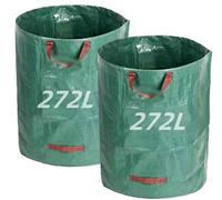 Ibenzoa® - Lot de 2 sacs pour déchets de jardin de 272 litres – en tissu de polypropylène (PP) réutilisable, résistant à la déchirure, imperméable, avec 4 poignées et un anneau d'ouverture flexible
