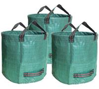 Ibenzoa® : Lot de 3 sacs pour déchets de jardin, 272 litres par sac, fond renforcé, tissu PP 150 g/m², dimensions : 76 cm (hauteur) × 67 cm (diamètre), 4 poignées de transport