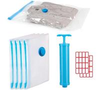 Ibenzoa® : Lot de 4 sacs de conservation sous vide, dimensions 80 x 100 cm – Sacs de compression avec pompe manuelle, double fermeture et valve turbo, protégeant contre l'humidité, la poussière et les
