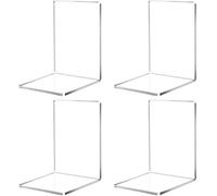 Ibenzoa® : Lot de 4 serre-livres en acrylique transparent – 18,5 x 12,5 x 12,5 cm, serre-livres clairs et stables pour la maison, le bureau et la bibliothèque