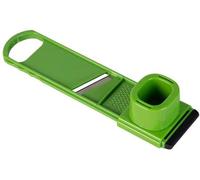 Ibenzoa® Mini, coupe-légumes 2-en-1 – compact, avec lame en acier inoxydable (4,2 cm), poignée antidérapante, capuchon de protection et récipient de récupération, boîtier en plastique, longueur totale