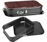 Ibenzoa® Moule à cake rectangulaire en acier inoxydable, dimensions 35 x 24 cm – fond amovible avec système de fermeture rapide, compatible lave-vaisselle, idéal pour les gâteaux et les plats gratinés