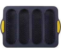 Ibenzoa® Moule en silicone en forme de baguette, avec 4 cavités – Antiadhésif, adapté au contact alimentaire et sans BPA, résistant jusqu'à 230°C, résistant aux UV, avec une poignée ergonomique, idéal