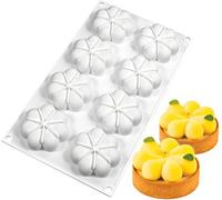 Ibenzoa® Moule en silicone pour gâteaux, forme florale, 173×173 mm, blanc, 1 pièce – Moule pour mousses, chocolats et desserts, 8 pétales de diamètre 66 mm, résistant à la chaleur et au lave-vaisselle