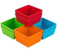 Ibenzoa® Moules à muffins en silicone – Lot de 8, réutilisables, antiadhésifs, de 9 cm, 7 cm et 4 cm, résistants à la chaleur jusqu'à 230 °C, de couleur orange, rouge et bleu, adaptés au four, au micr