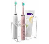 Ibenzoa® : Organisateur transparent en acrylique – 5 compartiments pour la salle de bain et le bureau, résistant à la rouille et aux déformations, base stable avec des pieds ultra-plats