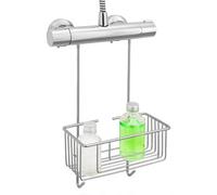 Ibenzoa® Panier de douche suspendu en acier inoxydable, dimensions 40 x 22 x 13 cm, avec crochets en caoutchouc – résistant à la corrosion, compatible avec tous les types de robinets de douche