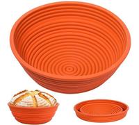 Ibenzoa® Panier de fermentation rond en silicone, avec revêtement antiadhésif, pliable – Diamètre intérieur 22 cm / Diamètre extérieur 23,5 cm, hauteur 9 cm, pour jusqu'à 500 g de pâte, résistant aux 