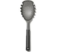 Ibenzoa® Passoire pour pâtes avec manche ergonomique, gris – Permet de servir et d'égoutter facilement les pâtes, les légumes et les œufs pochés, résistant à la chaleur, robuste