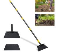 Ibenzoa® : Pelle de jardin réglable en alliage avec manche en acier – Désherbeur et grattoir à glace, jusqu'à 193 cm, lame de 10 x 27 cm, résistante à la corrosion