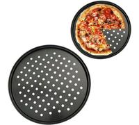 Ibenzoa® – Plaque de cuisson pour pizza perforée, diamètre 26 cm – Acier au carbone, revêtement antiadhésif, bords relevés, poids approximatif : 200 g, pour des bases de pizza croustillantes