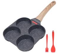 Ibenzoa® : Poêle à crêpes et à œufs 4 en 1 en aluminium, avec revêtement antiadhésif texturé, , indicateur de température en silicone, compatible avec les plaques à induction et au gaz, idéale pour le