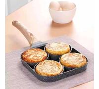Ibenzoa® Poêle à induction multifonctionnelle, 32 x 18 x 2 cm – Aluminium, poêle 4 en 1 pour les œufs, le bacon et les crêpes, antiadhésive, avec et en bois, 473 g