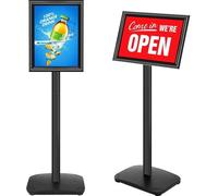 Ibenzoa® – Porte-affiches A4 – Pied en métal lesté (2,6 kg) pour intérieur et extérieur, manchon en plastique avec protection PVC, rotatif à 360°/180°, hauteur 121/118 cm
