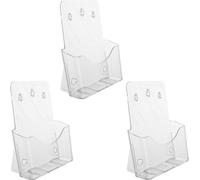 Ibenzoa® Porte-brochures en acrylique transparent A4 – Lot de 3, supports muraux et de table pour bureau et restauration, 23,5 x 5,6 x 27,5 cm, épaisseur 3 mm