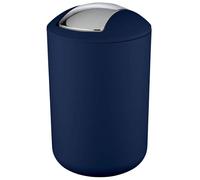 Ibenzoa® – Poubelle de 6,5 litres avec couvercle basculant, incassable, finition bleu foncé mat avec effet chromé, diamètre 19,5 cm x hauteur 31 cm, idéale pour la salle de bain et les toilettes invit