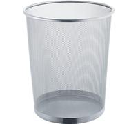 Ibenzoa® Poubelle métallique argentée – 15 litres, poubelle au design moderne et intemporel, construction métallique robuste, dimensions 26,5 x 28 cm, idéale pour le bureau