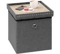 Ibenzoa® : Pouf multifonctionnel de rangement et table d'appoint, gris, 40x40x40 cm, capacité de rangement de 54 litres, tissu synthétique, mousse de 20 mm, MDF de 1, capacité de charge jusqu'