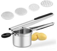 Ibenzoa® : Presse-purée en acier inoxydable robuste, 425 ml – grande capacité, construction soudée renforcée, poignées en silicone antidérapantes, lavable au lave-vaisselle