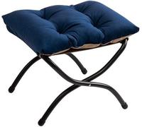 Ibenzoa® : Repose-pieds pliable – revêtement en velours de luxe, structure en métal en forme de X, coussin en coton, bleu foncé, 47 x 37 x 38 cm