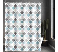 Ibenzoa® Rideau de douche, 180 x 200 cm – Motifs à carreaux, polyester, enduit hydrofuge et antibactérien, ourlet lesté + 12 crochets en plastique