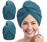 Ibenzoa® – Serviette de bain en microfibre pour cheveux, super absorbante et à séchage rapide, 66 x 25 cm, convient à tous les types de cheveux, avec fermeture à cordon et à boucle, lot de 2