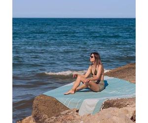 Ibenzoa® Serviette de plage Fouta XXL, 200 x 200 cm – Coton, résistante au sable, tissée à la main avec des franges, spacieuse pour les familles et les couples, également utilisable comme paréo ou cou