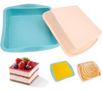 Ibenzoa® Set 2 moules à pâtisserie carrés en silicone, 26,5 x 24,5 x 5 cm – pour le pain, les gâteaux et plus, 100 % adaptés à l'alimentation, sans BPA, de -40°C à 230°C, antiadhésifs, lavables au lav