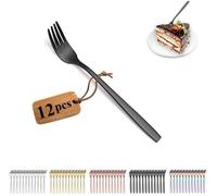 Ibenzoa® : Set de 12 fourchettes à dessert en acier inoxydable avec revêtement noir titane – lavables au lave-vaisselle, design élégant pour les occasions spéciales et le quotidien