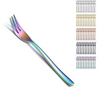 Ibenzoa® : Set de 12 fourchettes de dessert arc-en-ciel, en acier inoxydable de qualité alimentaire, lavables au lave-vaisselle – idéales pour les fêtes et l'usage quotidien