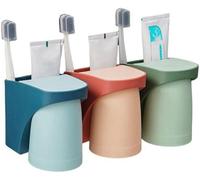 Ibenzoa® : Set de 3 supports pour brosses à dents – Fixation murale sans perçage, en plastique, supports gain de place pour brosses à dents et petits gobelets