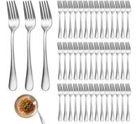 Ibenzoa® : Set de 48 fourchettes pour plat et dessert, en acier inoxydable 401, dimensions 20,6 x 2,7 cm, couleur argent, finition polie haute brillance, sans BPA