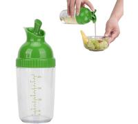 Ibenzoa® : Shaker de 200 ml pour vinaigrette, avec couvercle – anti-fuite et facile à utiliser d'une seule main, fonction de mesure, couleur verte, matériau : ABS + PP