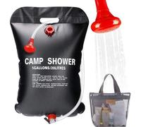 Ibenzoa® Solardouche 20 L – Douche solaire portable en PVC noir, chauffe en environ 3 heures jusqu'à 45 °C, avec tuyau amovible et interrupteur marche/arrêt, et conçue pour éviter les fuites