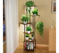 Ibenzoa® : support à plantes en bois et métal avec lampe de croissance et six niveaux, pour l'intérieur et l'extérieur