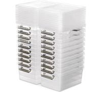 Ibenzoa® Transparente, ensemble de 20 boîtes de rangement empilables – 1,25 l · 17,7×13×8,2 cm · Fermeture à clip et poignées antidérapantes · Polypropylène · Idéales pour les petits accessoires