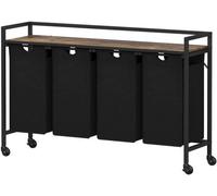 Ibenzoa® Tri-compartiment pour le linge – 168 litres (4 x 42 litres), 124 x 33,4 x 81,4 cm, sacs à linge amovibles, 4 roulettes (dont 2 avec frein), panneau de particules et métal
